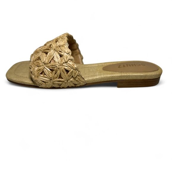 Schutz Women's Ayla Flat Straw Sandal Sz 6.5 B Nude NEW IN BOX - Picture 8 of 10